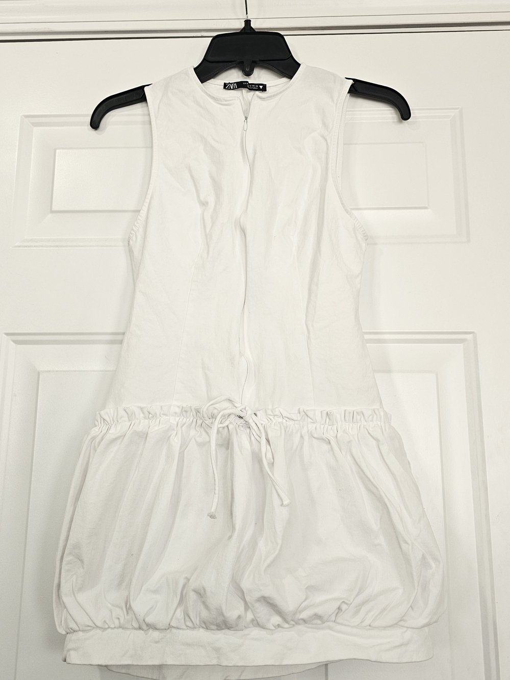 Zara White Bubble-Hem Drawstring Ballon Skort With Pockets Size Small {Bx3}